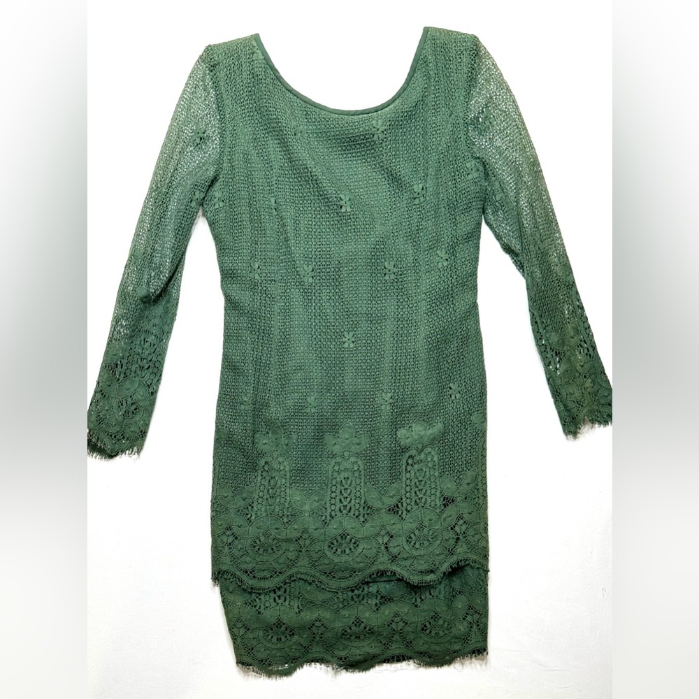 Vintage Gigi by Gillian Green Tiered Lace Midi Long Sleeve Dress Size 14